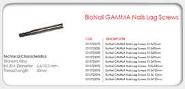 BioNail GAMMA Nails Lag Screw