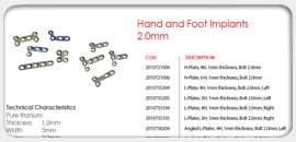 Hand and Foot Implants 2.0mm