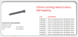 5.0mm Locking Head Screws, Self-tapping 