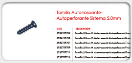 Tornillo Autorroscante-Autoperforante Sistema 2.0mm 