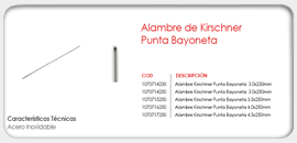 Alambre de Kirschner Punta Bayoneta 