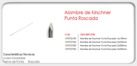 Alambre de Kirschner Punta Roscada 