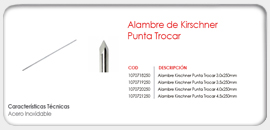 Alambre de Kirschner Punta Trocar 