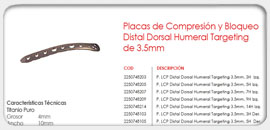Placas de Compresión y Bloqueo Distal Humeral Targeting 3.5mm 