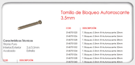 Tornillo de Bloqueo Autorroscante 3.5mm