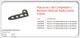 Placas en L de Compresión y Bloqueo Distal Radio Dorsal 3.5mm