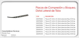 Placa de Compresión y Bloqueo Distal Lateral de Tibia