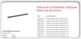 Placas de Compresión y Bloqueo, Estrechas de 4.5mm