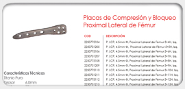 Placa de Compresión y Bloqueo Proximal Lateral de Fémur 
