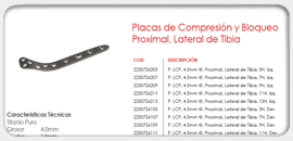 Placa de Compresión y Bloqueo Proximal Lateral de Tibia 