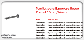 Tornillos para Esponjosa Rosca Parcial 6.5/16mm 
