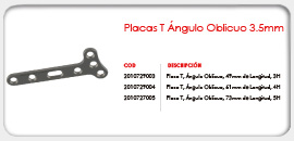 Placas T Ángulo Oblicuo 3.5mm