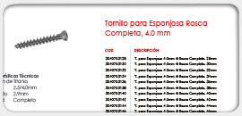 Tornillo para Esponjosa Rosca Completa, 4.0mm 