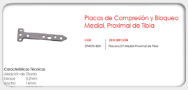 Placas de Compresión y Bloqueo Medial, Proximal de Tibia