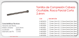 2.4mm Headless Compression Screws Long Thread