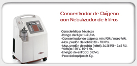 Concentrador de Oxígeno con Nebulizador de 5 litros