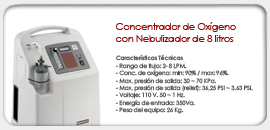 Concentrador de Oxígeno con Nebulizador de 8 litros